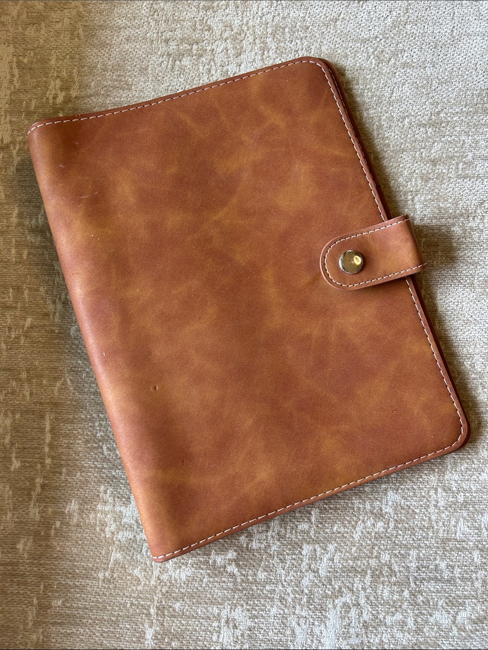 Snap-Closure Faux Leather Planner in Chestnut